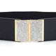 Black Elasticated Waist Belt with Diamante Buckle for Women's Fashion Accessory